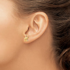 14K Yellow Gold Starfish Earrings with Polished Finish and Nickel-Free Design
