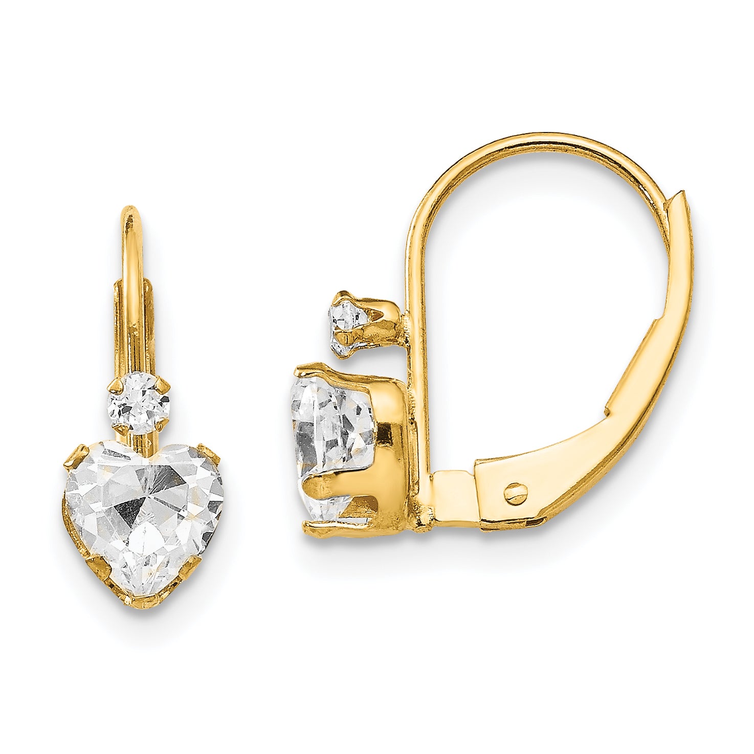 14k Madi K CZ Heart Leverback Earrings Main image