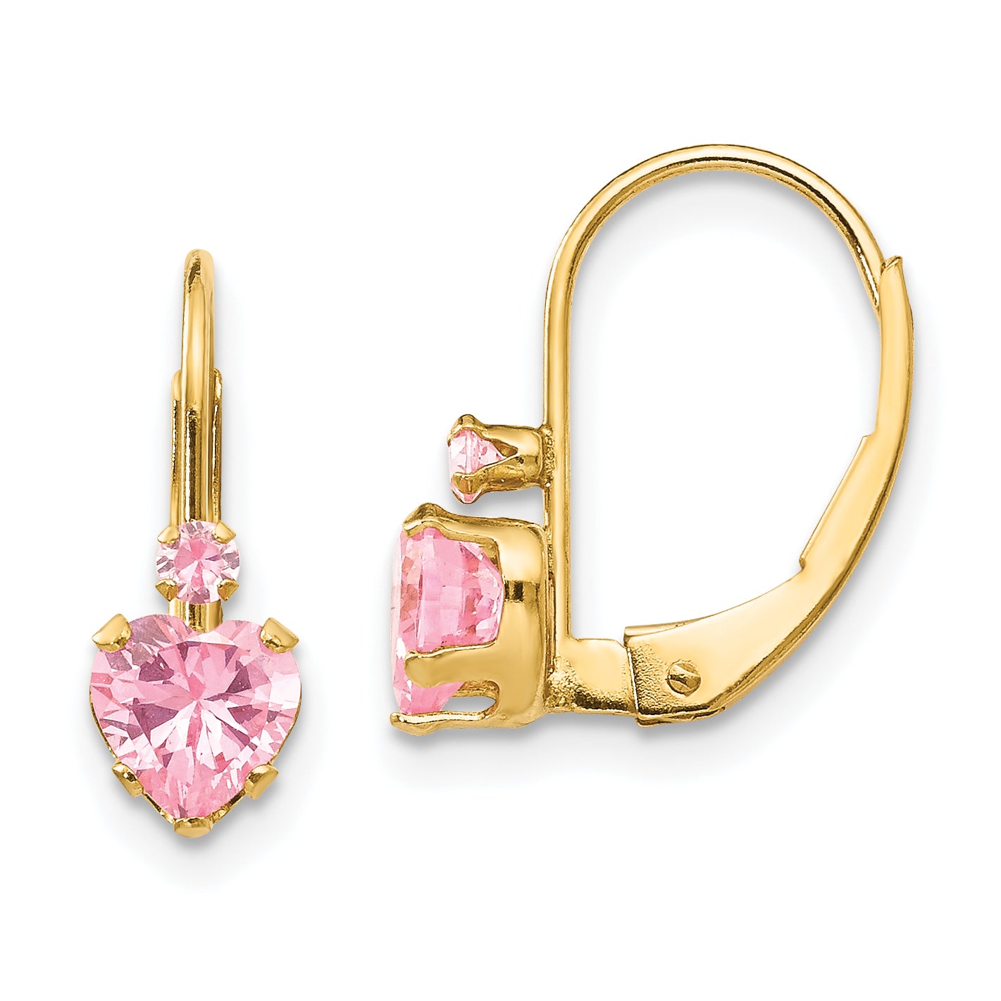 14k Madi K Pink CZ Heart Leverback Earrings Main image