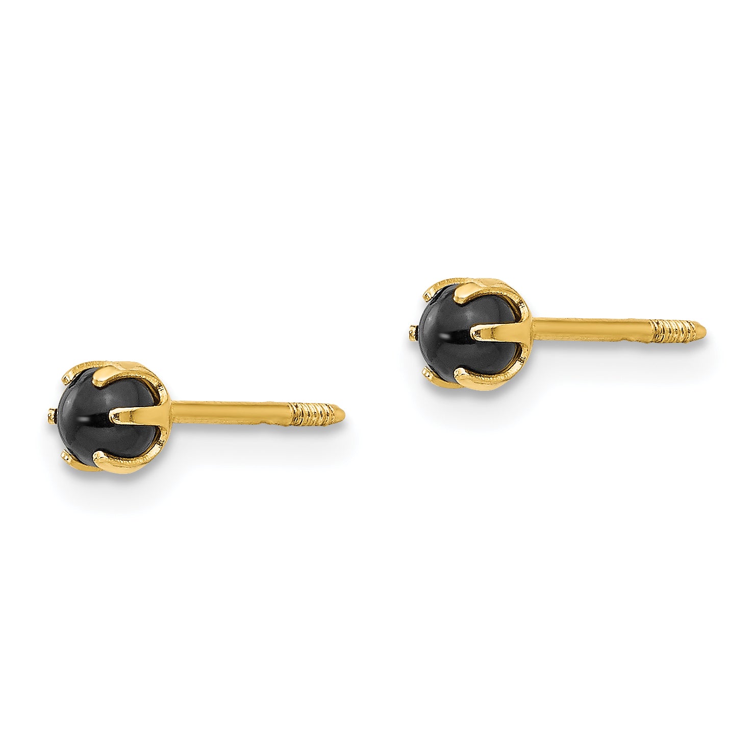 14K Gold Onyx Stud Earrings with Polished Finish for Women Secondary image