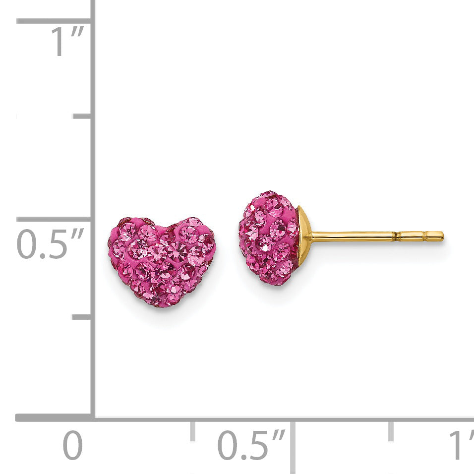 14k Madi K Post Multi Pink Crystal Heart Earrings