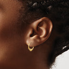 14K Gold Endless Hoop Earrings with Polished Bead Elegant Women's Jewelry