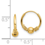 14K Gold Endless Hoop Earrings with Polished Bead Elegant Women's Jewelry