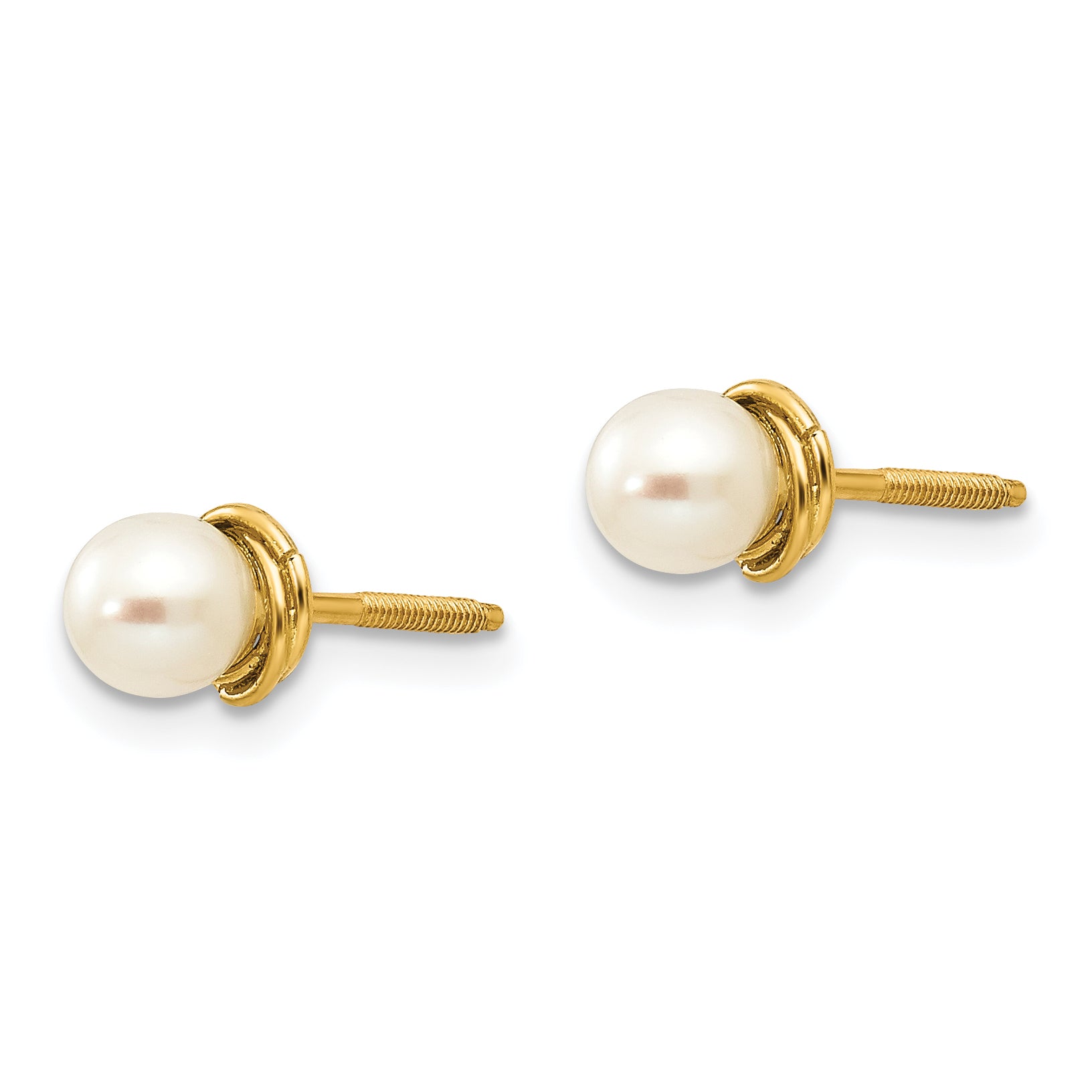 14K Gold Pearl Love Knot Earrings with Polished Finish