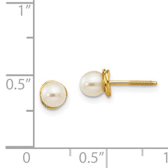 14K Gold Pearl Love Knot Earrings with Polished Finish