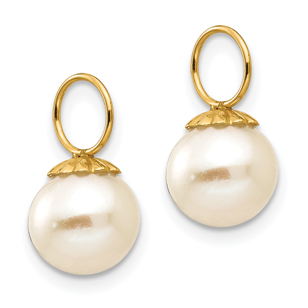 14K Gold Cultured Pearl Hoop Enhancer Earrings in Elegant Polished Finish Secondary image