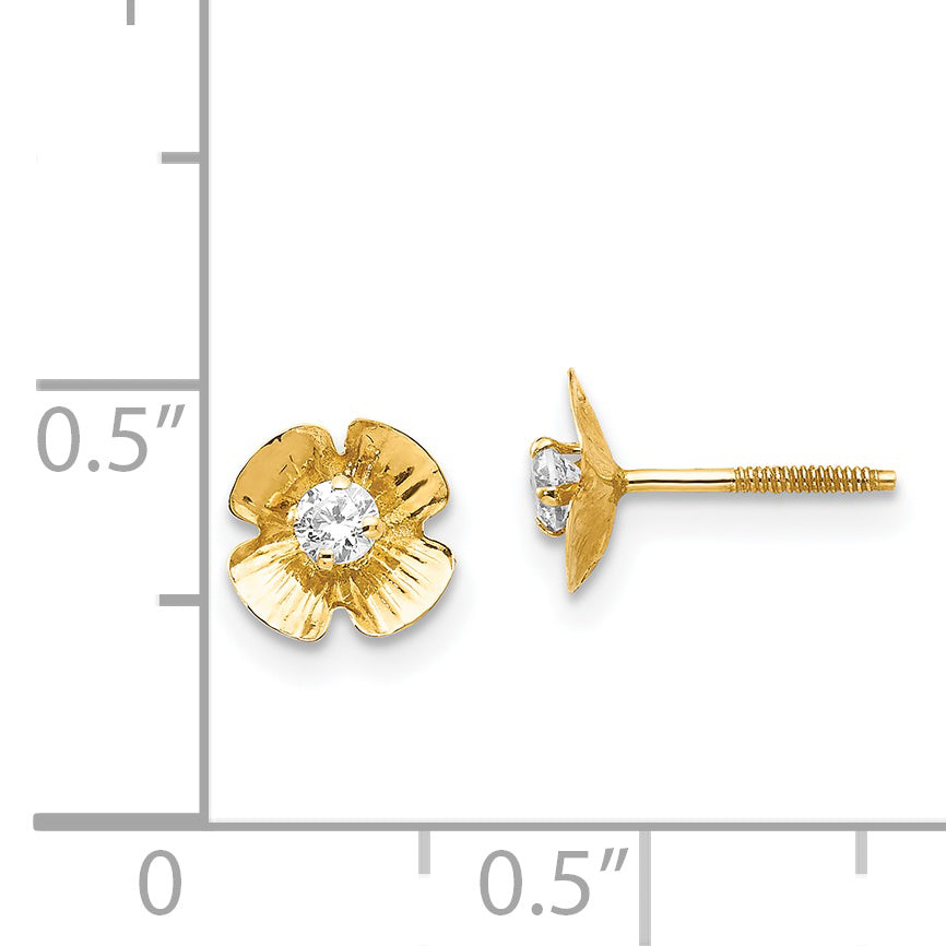 14k Madi K Flower 2.5mm CZ Post Earrings