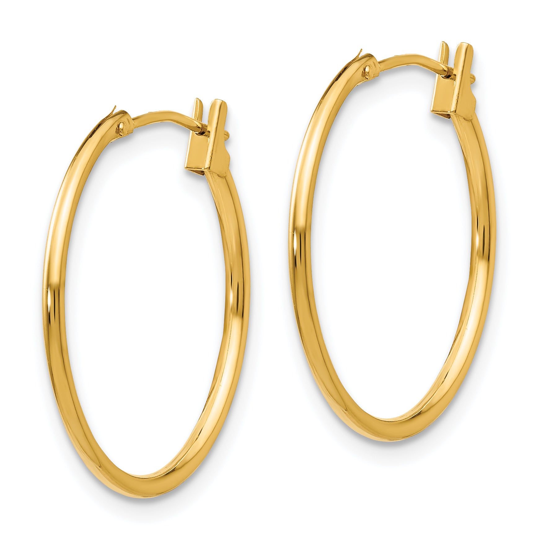14K Gold Polished Hoop Earrings Nickel Free Hollow Design Secondary image