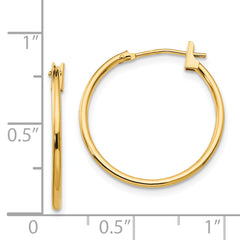 14K Gold Polished Hoop Earrings Nickel Free Hollow Design