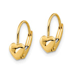 Heart Leverback Earrings in 14K Yellow Gold
