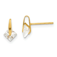 14ky Madi K Childrens Polished Square CZ Post Earrings