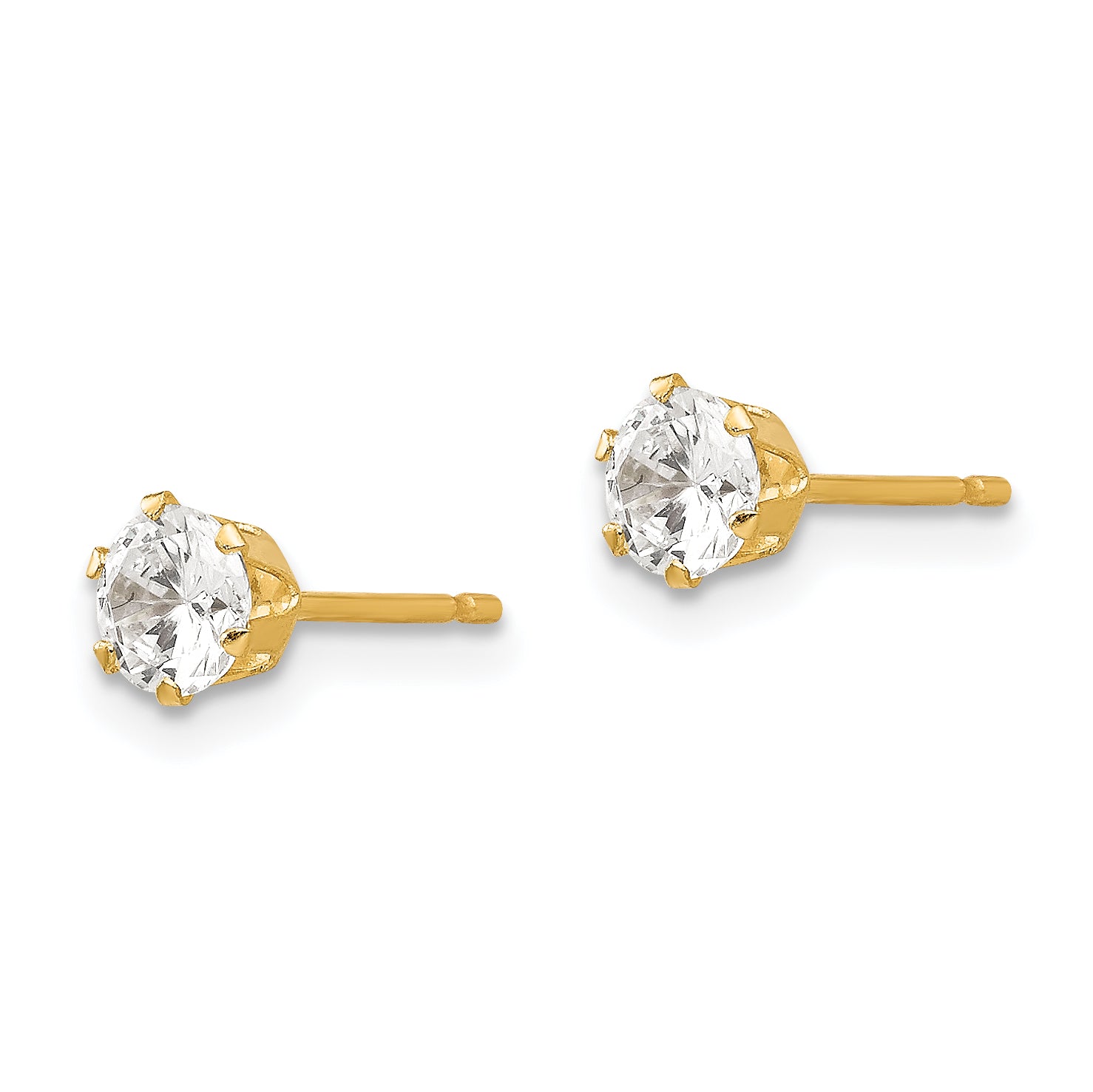 14K Gold CZ Stud Earrings with Polished Finish for Women Secondary image