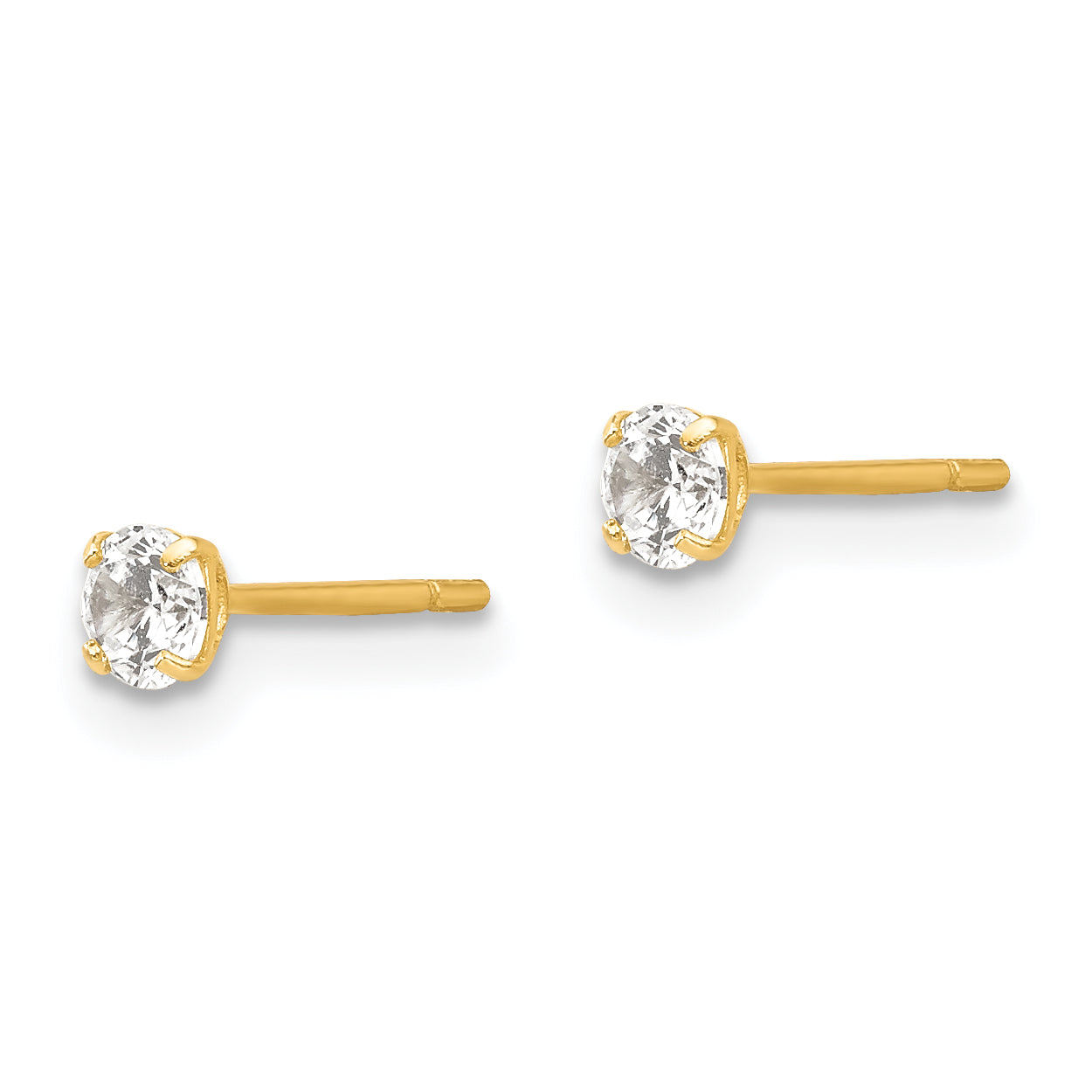 14K Gold Women's CZ Stud Earrings with Polished Finish Secondary image