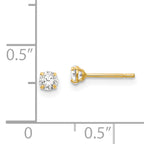 14K Gold Women's CZ Stud Earrings with Polished Finish