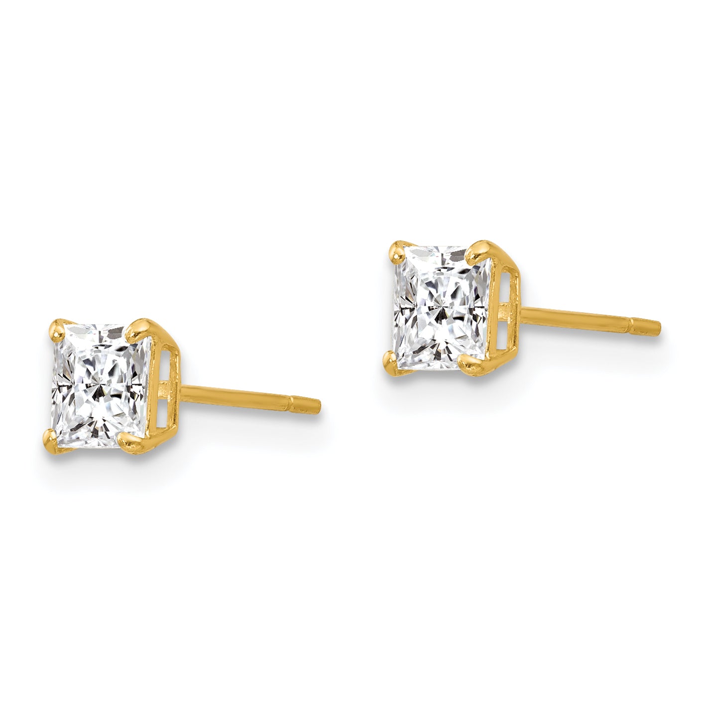 14K Gold Women's CZ Stud Earrings with Polished Finish Secondary image