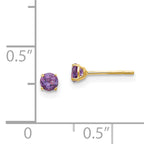 14K Gold Amethyst Stud Earrings with Polished Finish