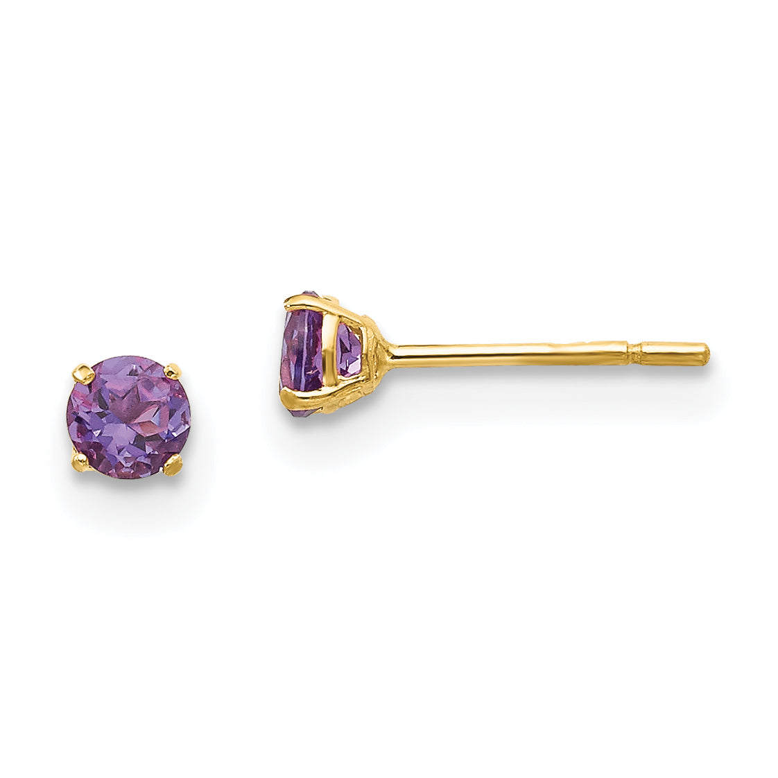 14k Madi K Round Amethyst 3mm Post Earrings Main image
