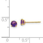 14K Gold Amethyst Stud Earrings with Polished Finish