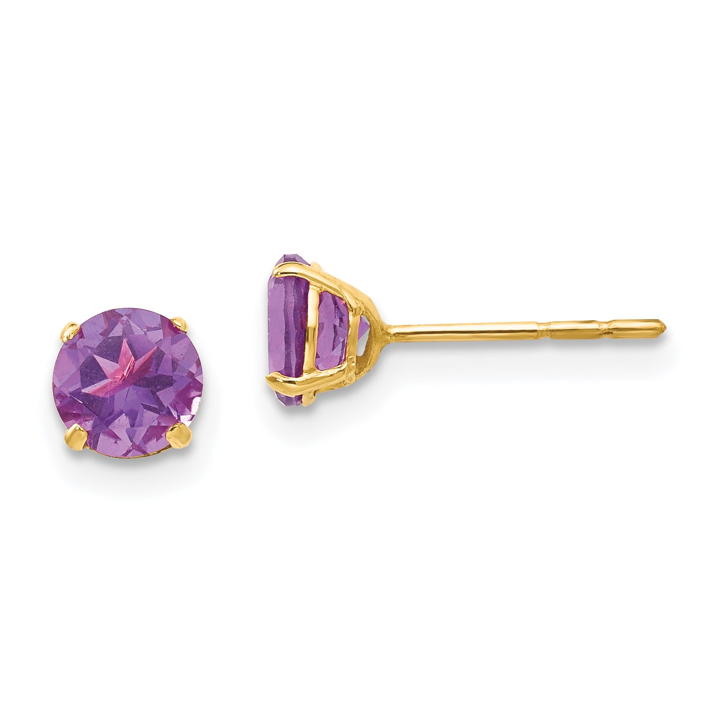 14k Madi K Round Amethyst 5mm Post Earrings Main image