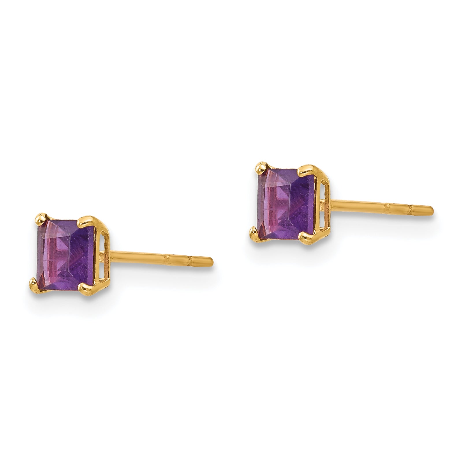 Sophia Jewelers 14K Gold Amethyst Birthstone Stud Earrings Secondary image