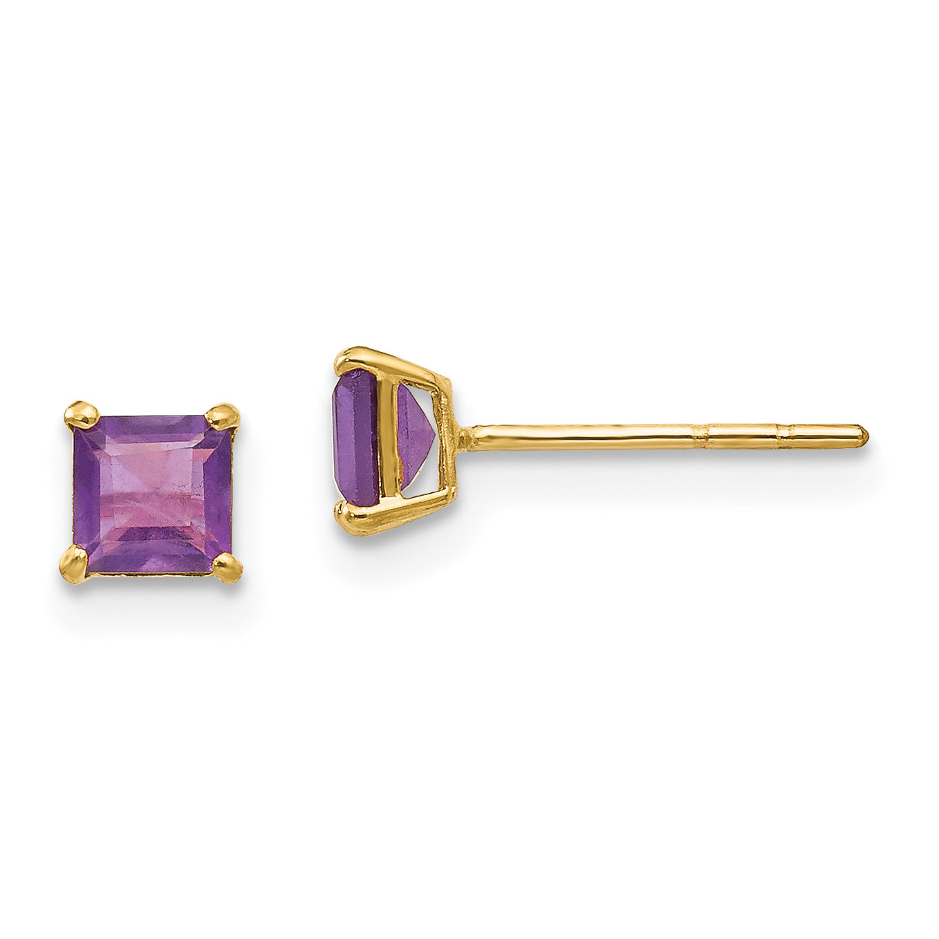 14k Madi K Amethyst 4mm Square Post Earrings Main image