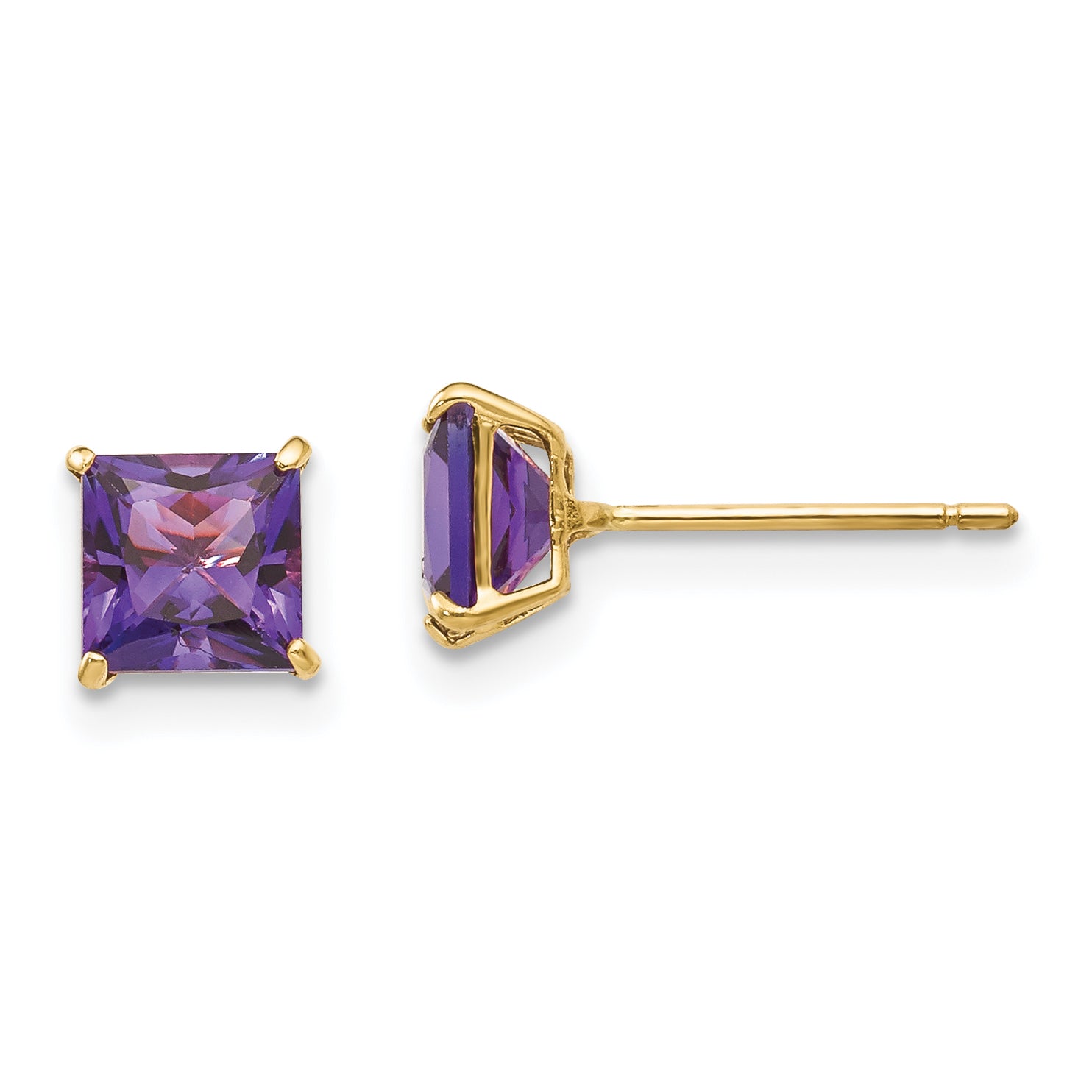 14k Madi K Amethyst 5mm Square Post Earrings Main image