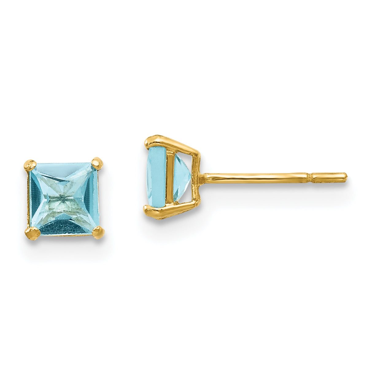 14k Madi K Blue Topaz 4mm Square Post Earrings Main image