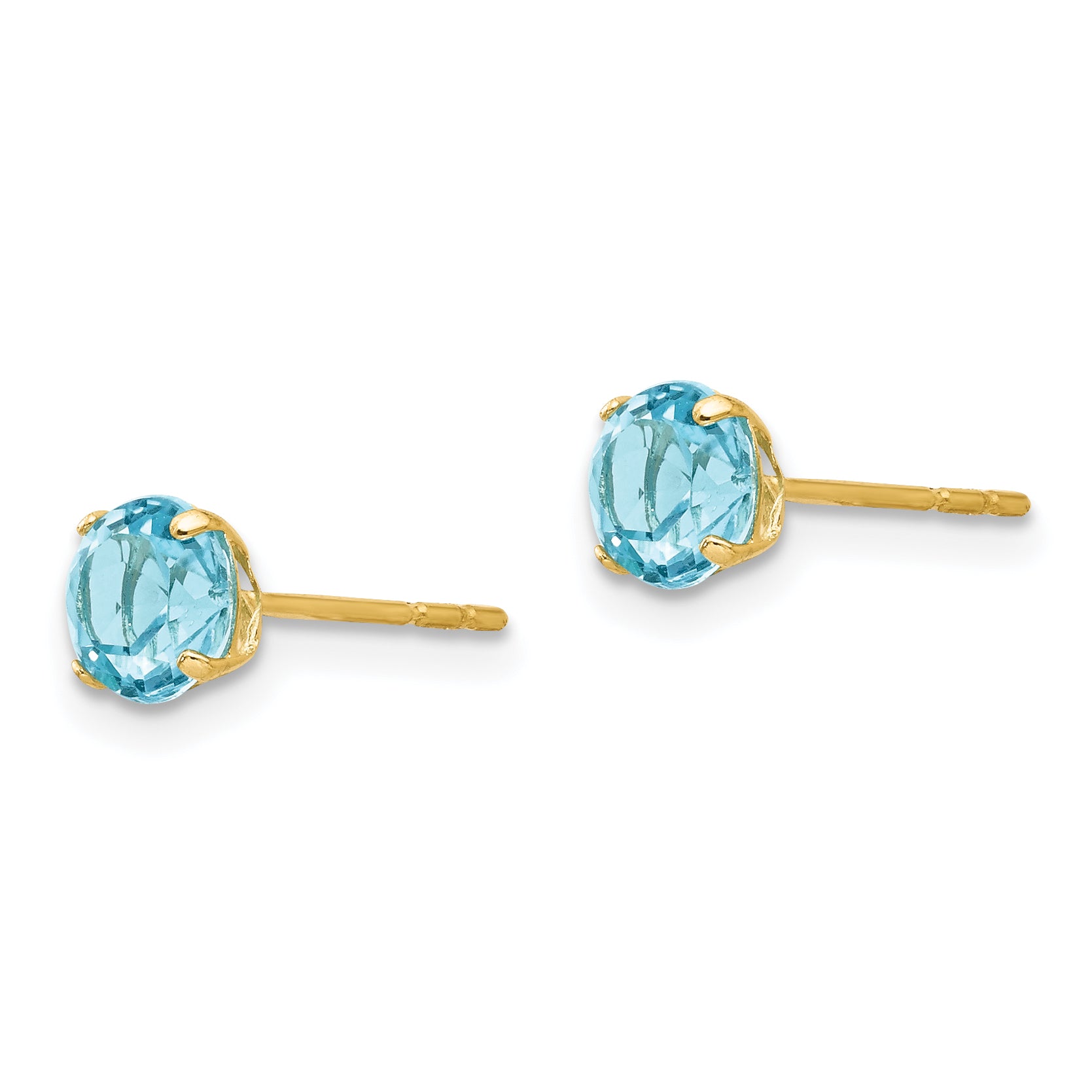 14K Gold Blue Topaz Stud Earrings Elegant Polished Finish Secondary image