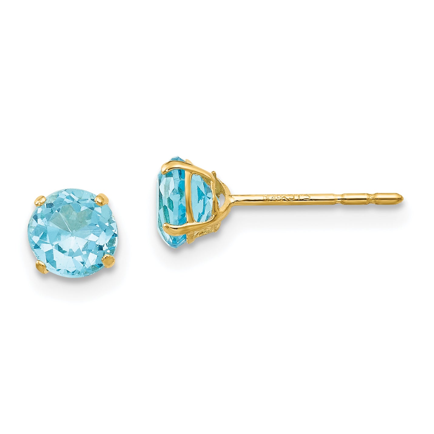 14k Madi K Round Blue Topaz 5mm Post Earrings