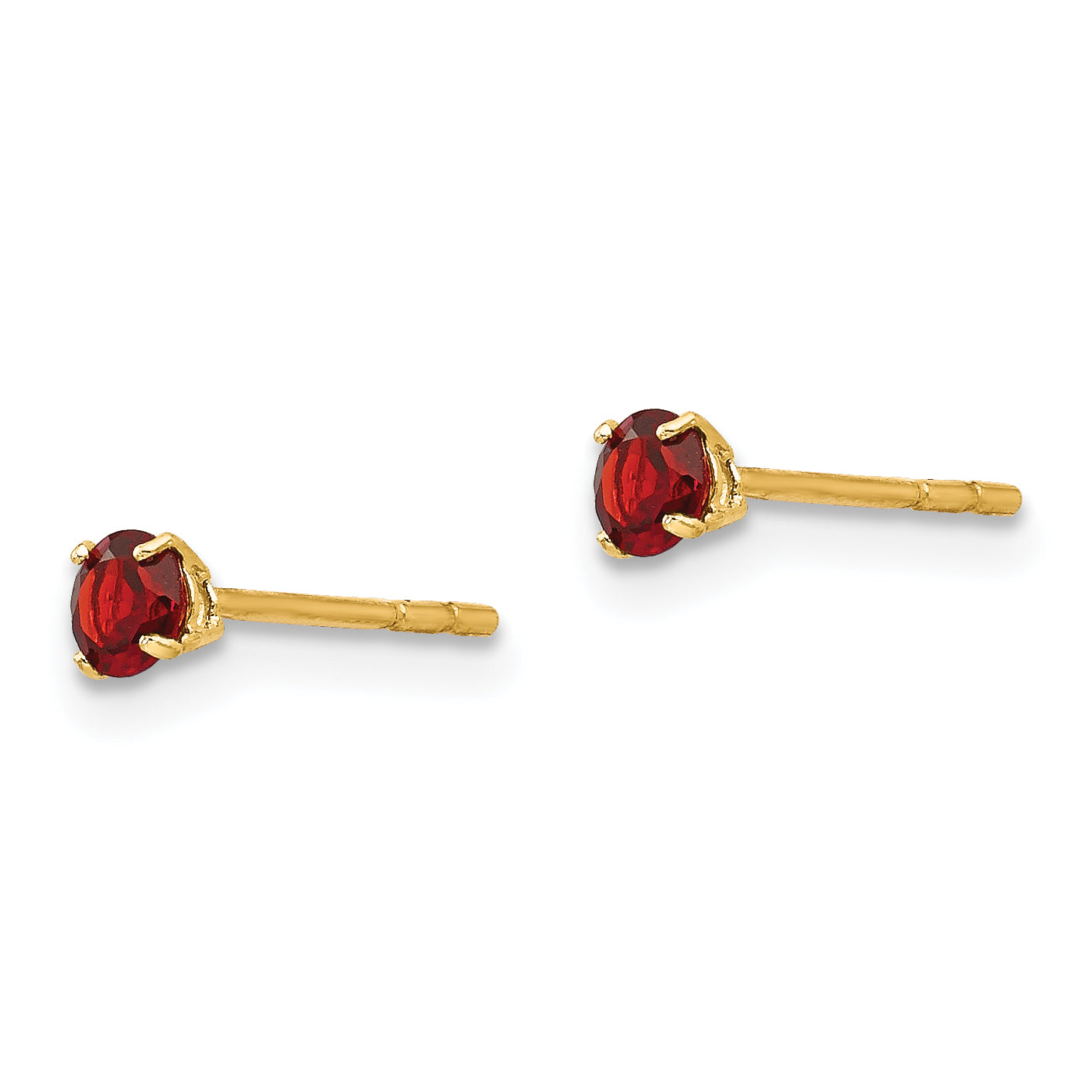 14K Gold Garnet Stud Earrings with Polished Finish Secondary image