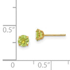 14K Gold Peridot Stud Earrings with Natural Green Gemstones