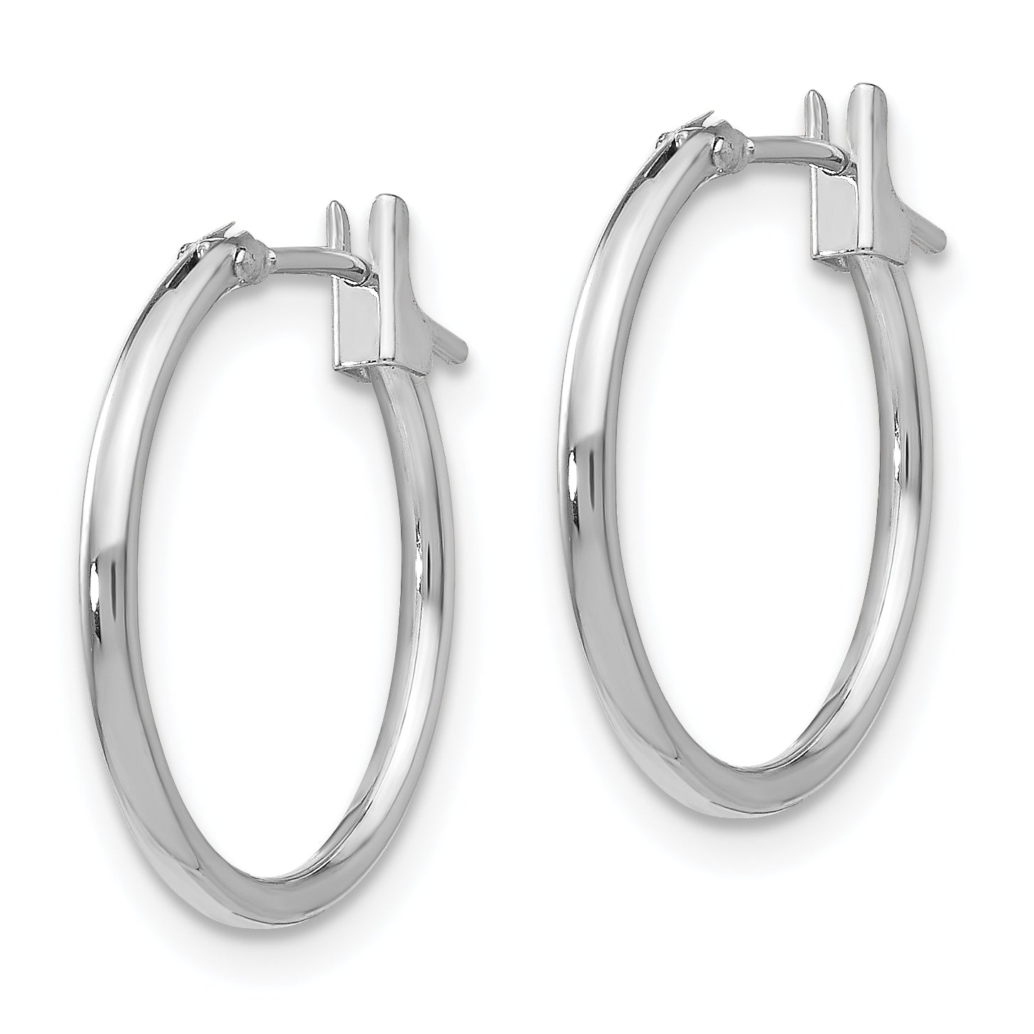 14K White Gold Polished Hoop Earrings with Rhodium Elegance Secondary image