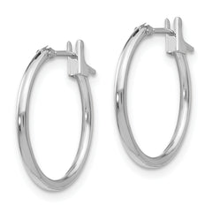 14K White Gold Polished Hoop Earrings with Rhodium Elegance