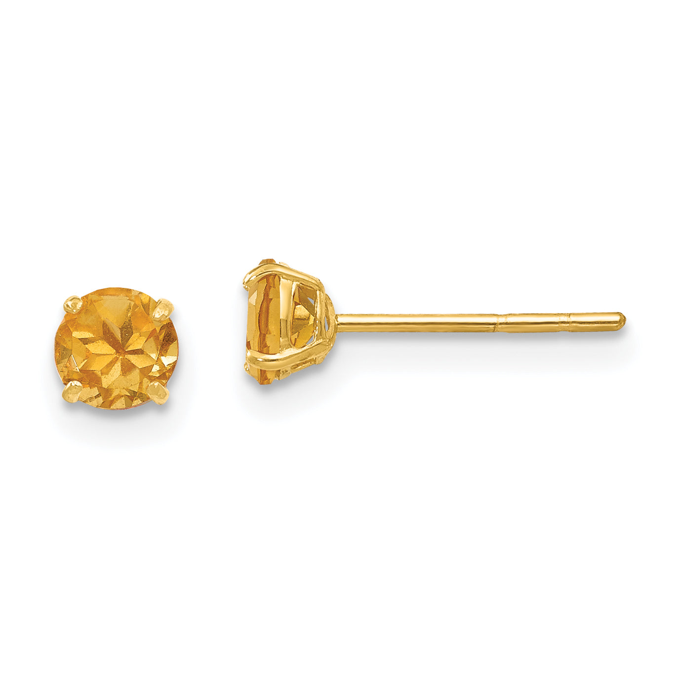 14k Madi K Round Citrine 4mm Post Earrings Main image