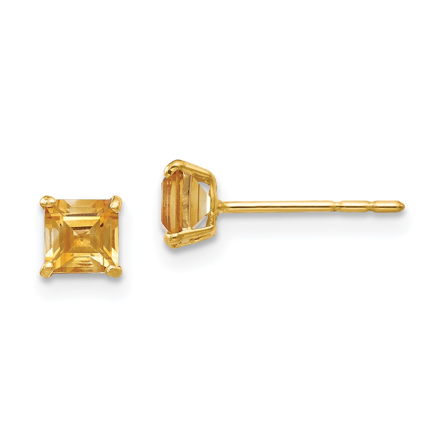 14k Madi K Citrine 4mm Square Post Earrings Main image