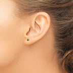 14K Gold Emerald Stud Earrings with Polished Finish