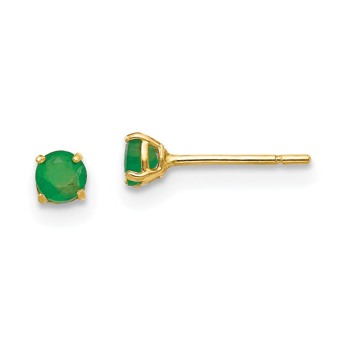 14k Madi K Round Emerald 3mm Post Earrings