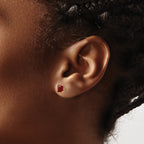 14K Gold Ruby Square Stud Earrings with Polished Finish for Women