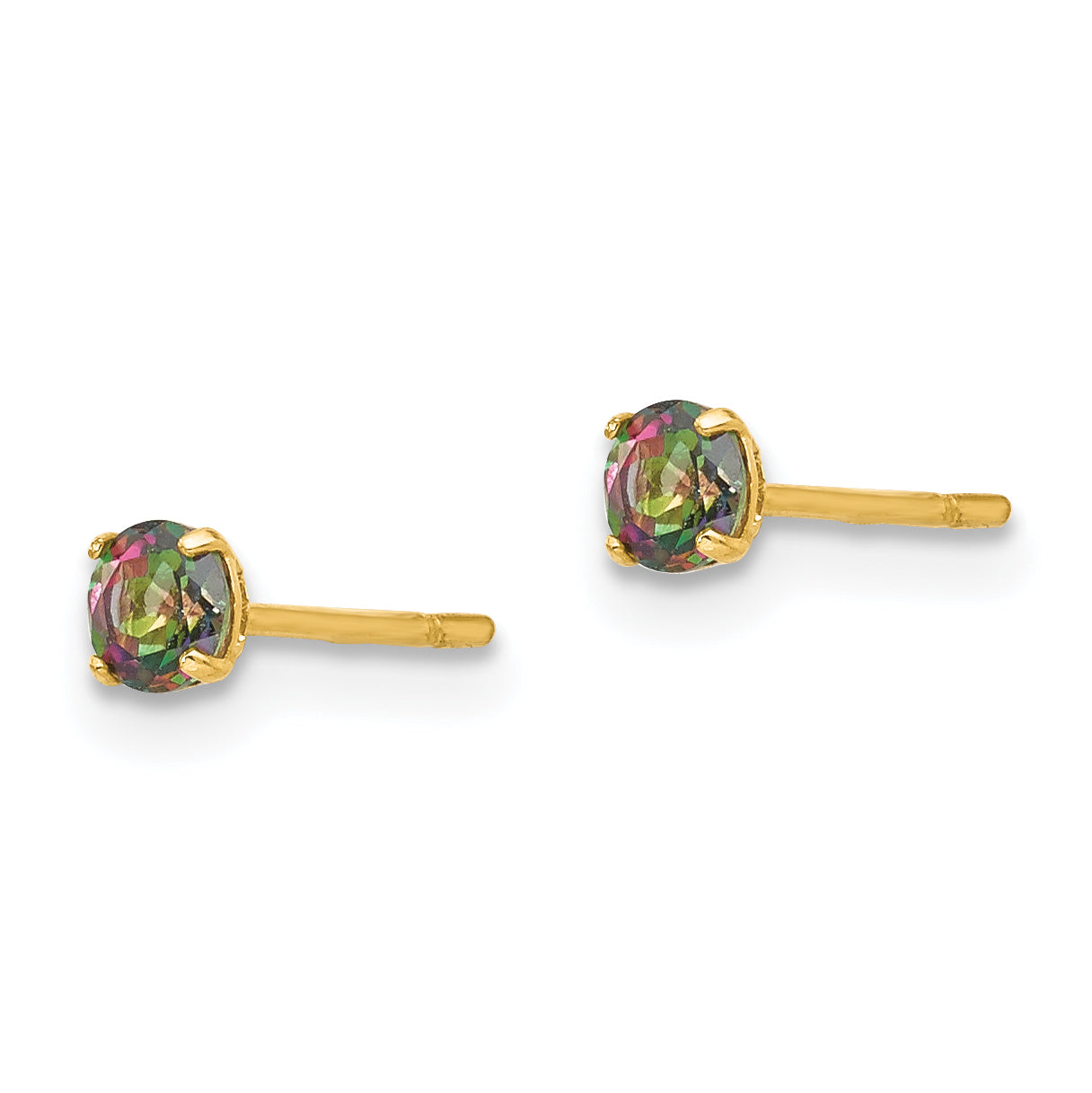 14K Gold Mystic Topaz Stud Earrings with Polished Finish for Women