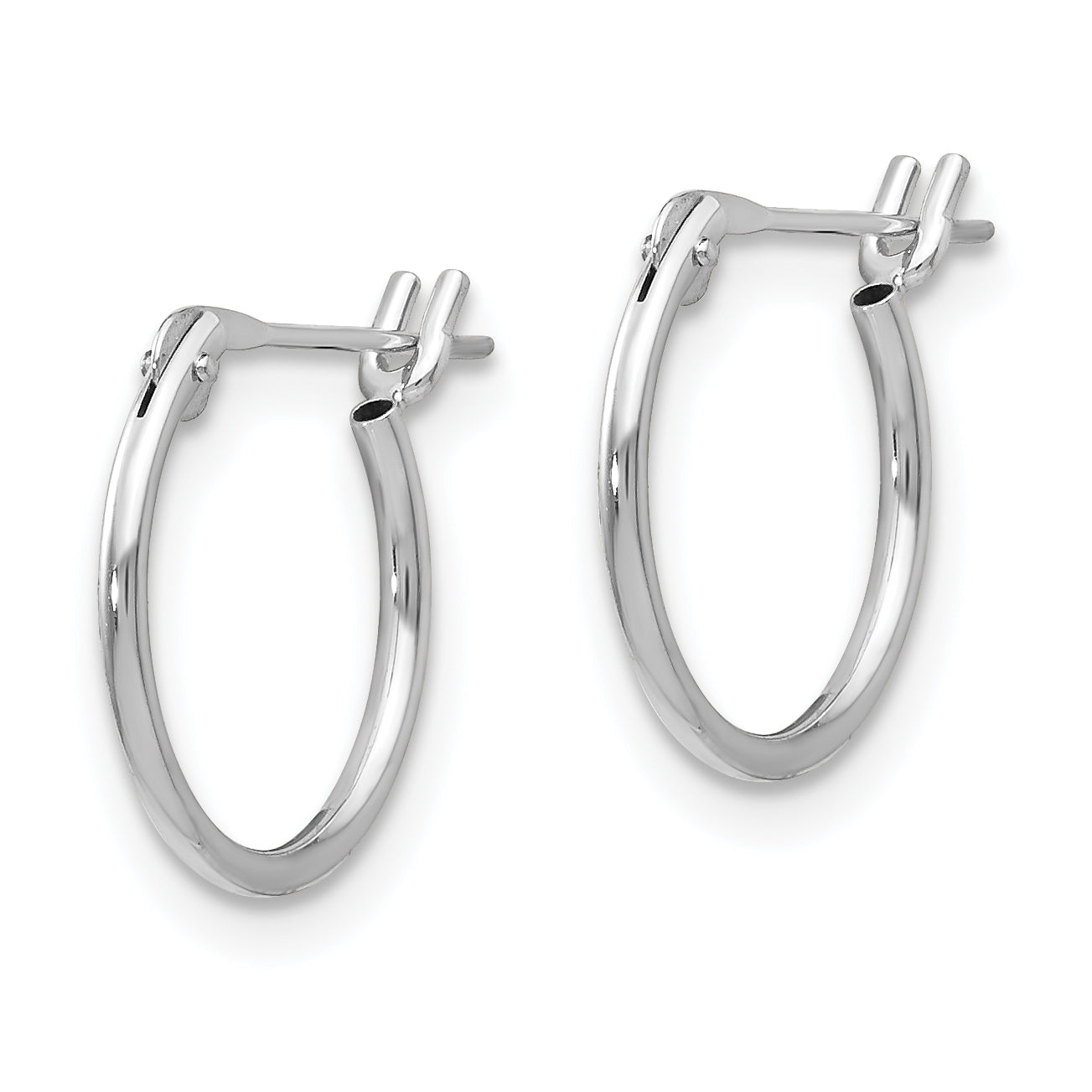 14K White Gold Polished Hoop Earrings with Rhodium Finish for Women Secondary image