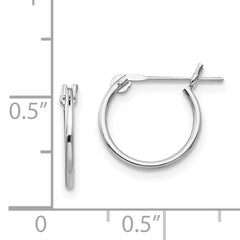 14K White Gold Polished Hoop Earrings with Rhodium Finish for Women