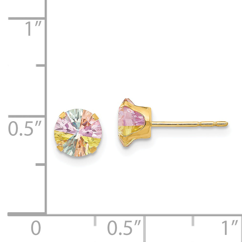 Sophia Jewelers 14K Gold Multi-Color CZ Stud Earrings Polished Nickel-Free