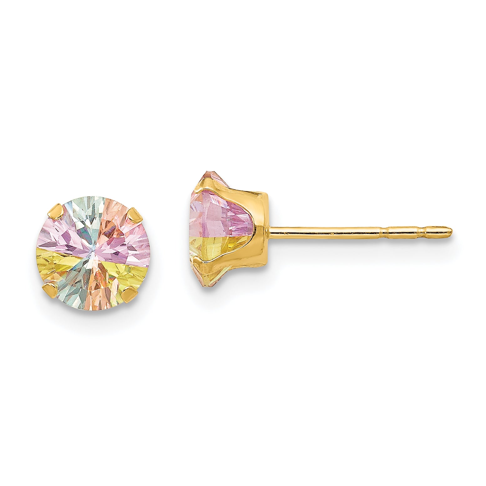 14k Madi K Multi-color CZ 6mm Post Earrings Main image