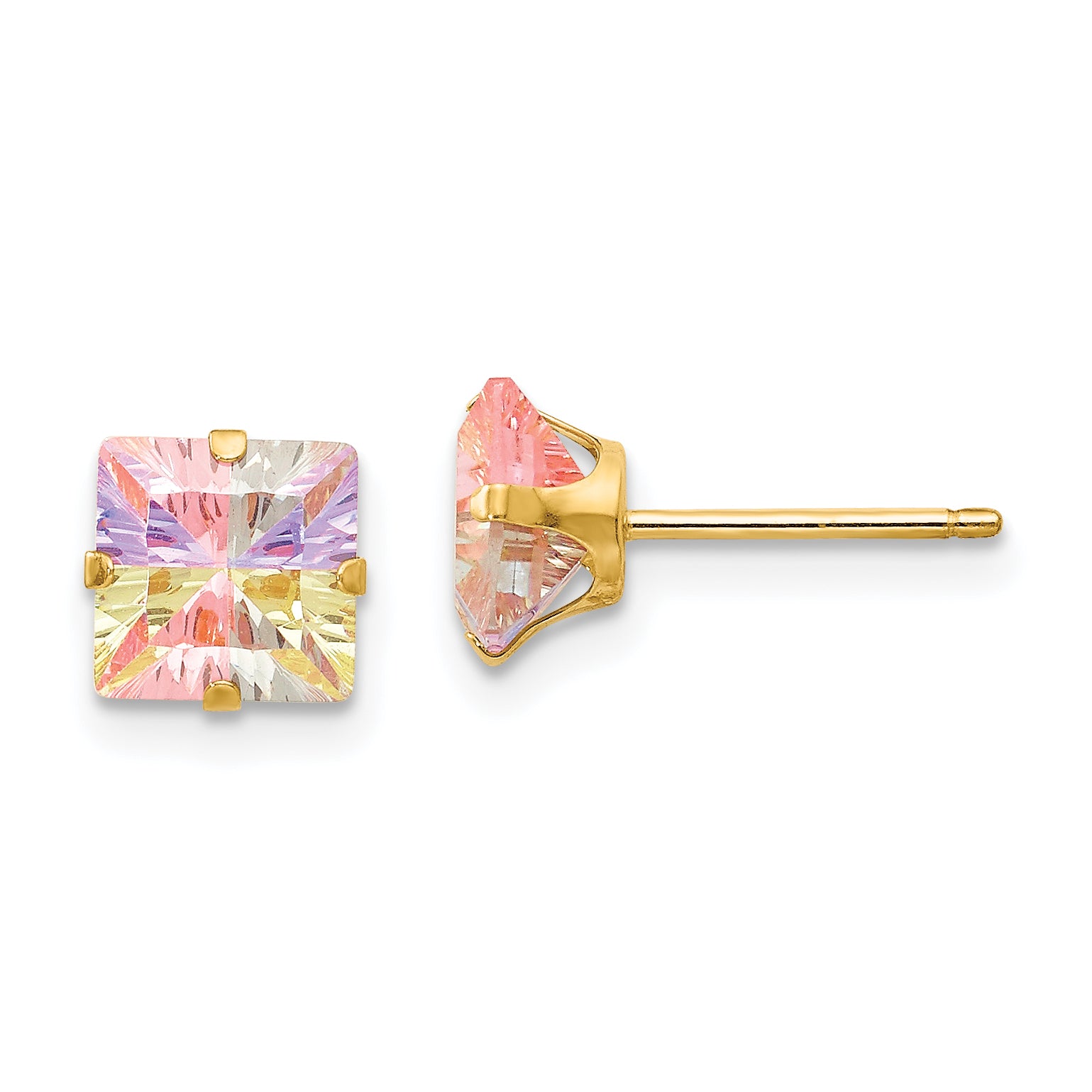 14k Madi K Multi-color CZ 6mm Square Post Earrings Main image