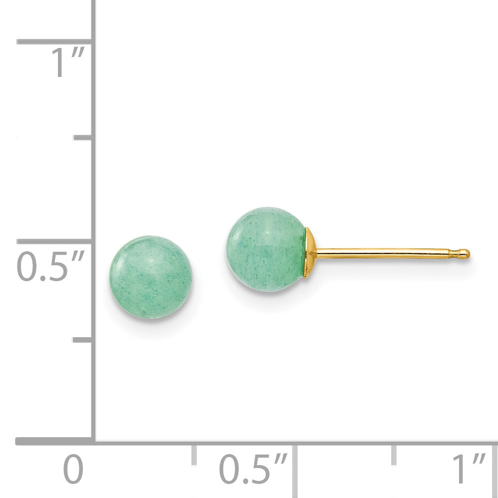 14K Gold Green Stone Earrings with Polished Finish for Women