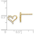 14K Gold CZ Heart Earrings with Polished Finish Nickel Free