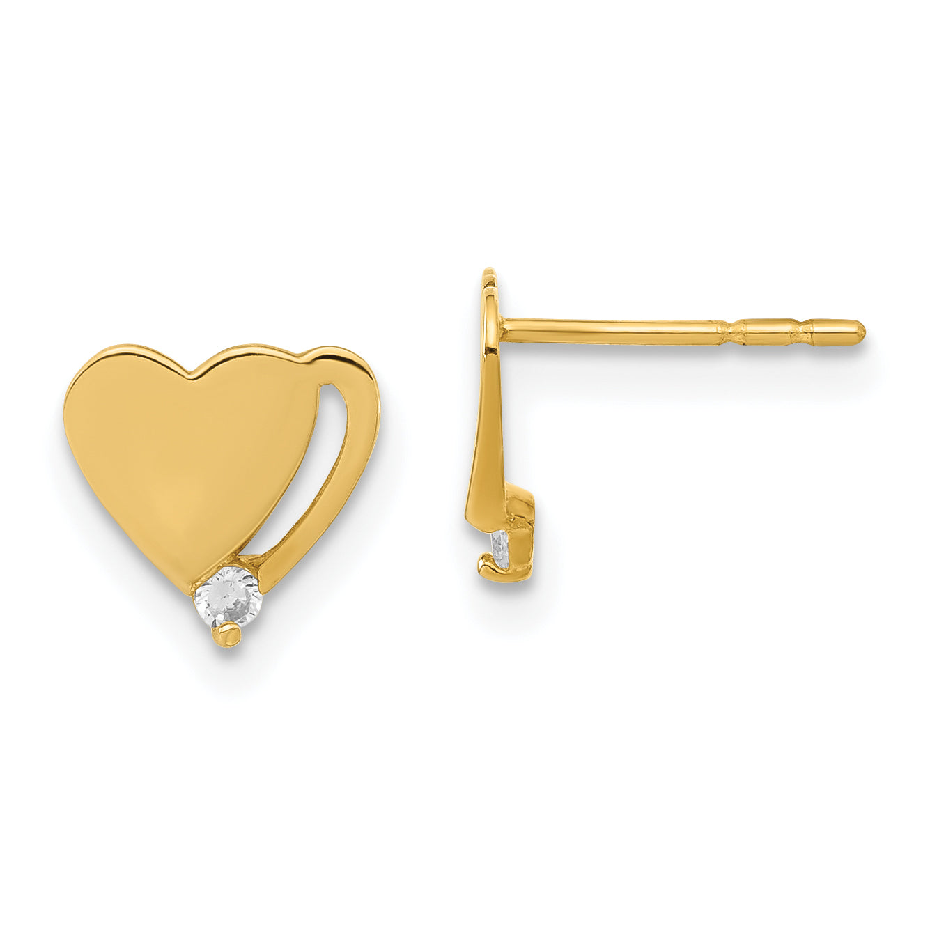 14ky Madi K Childrens Polished CZ Heart Post Earrings Main image