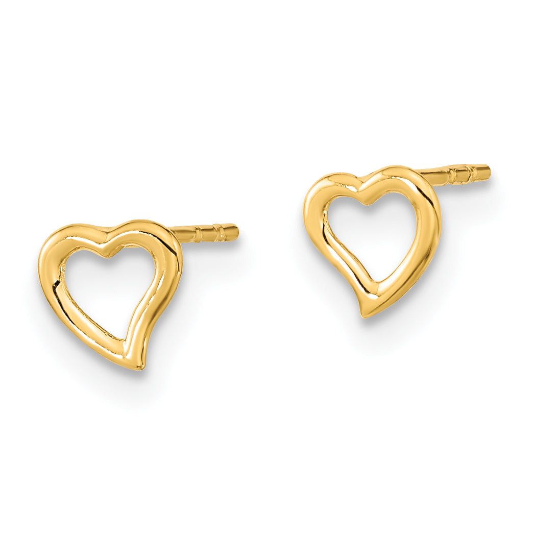 14K Gold Double Heart Earrings with Polished Finish for Women Secondary image