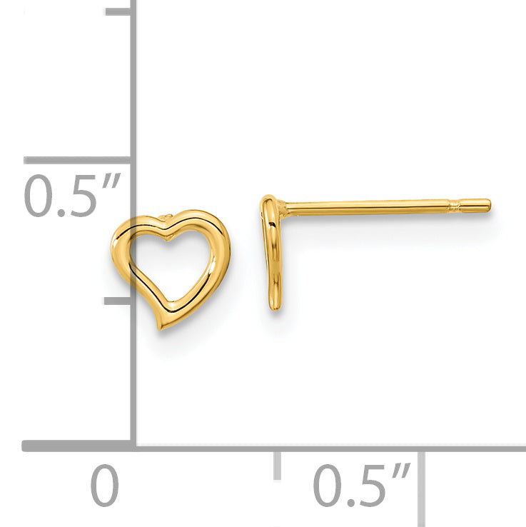 14K Gold Double Heart Earrings with Polished Finish for Women