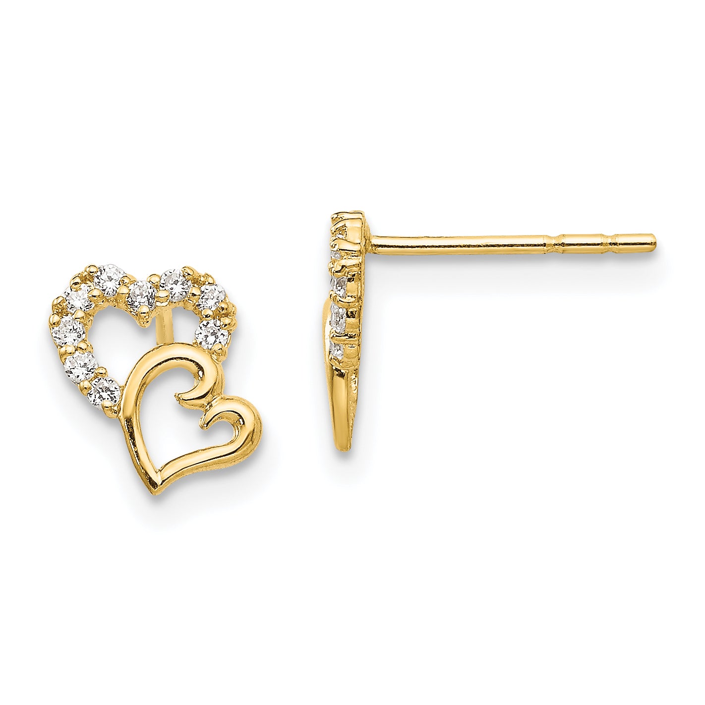 14k Madi K CZ Double Heart Post Earrings Main image
